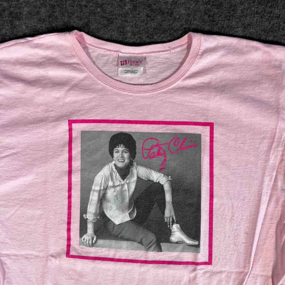 Vintage Patsy Cline Country Artist Portrait Signature T-Shirt Pink Hanes Large